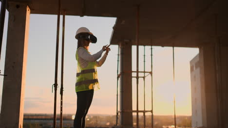 Female-Engineer-Wearing-VR-Headset-managing-construction-project.